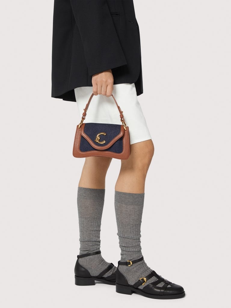 Coccinelle C-me Mini - Blue Denim / Cognac