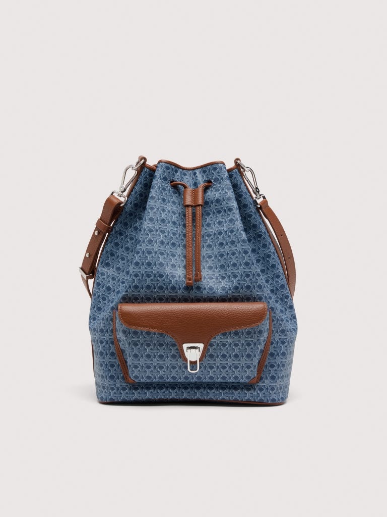 Coccinelle Beat Generation Large - Blue Denim / Cognac
