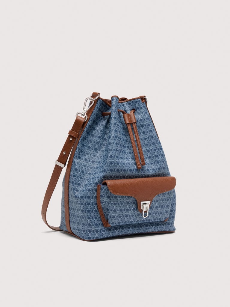 Coccinelle Beat Generation Large - Blue Denim / Cognac