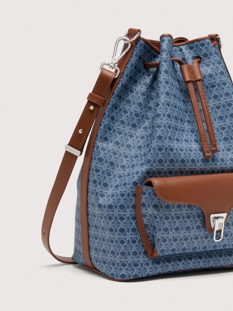 Coccinelle Beat Generation Large - Blue Denim / Cognac