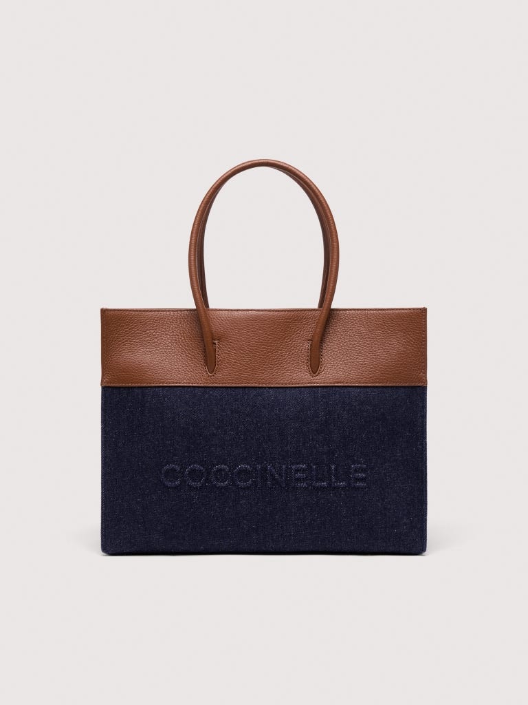Coccinelle Myrtha Medium - Blue Denim / Cognac