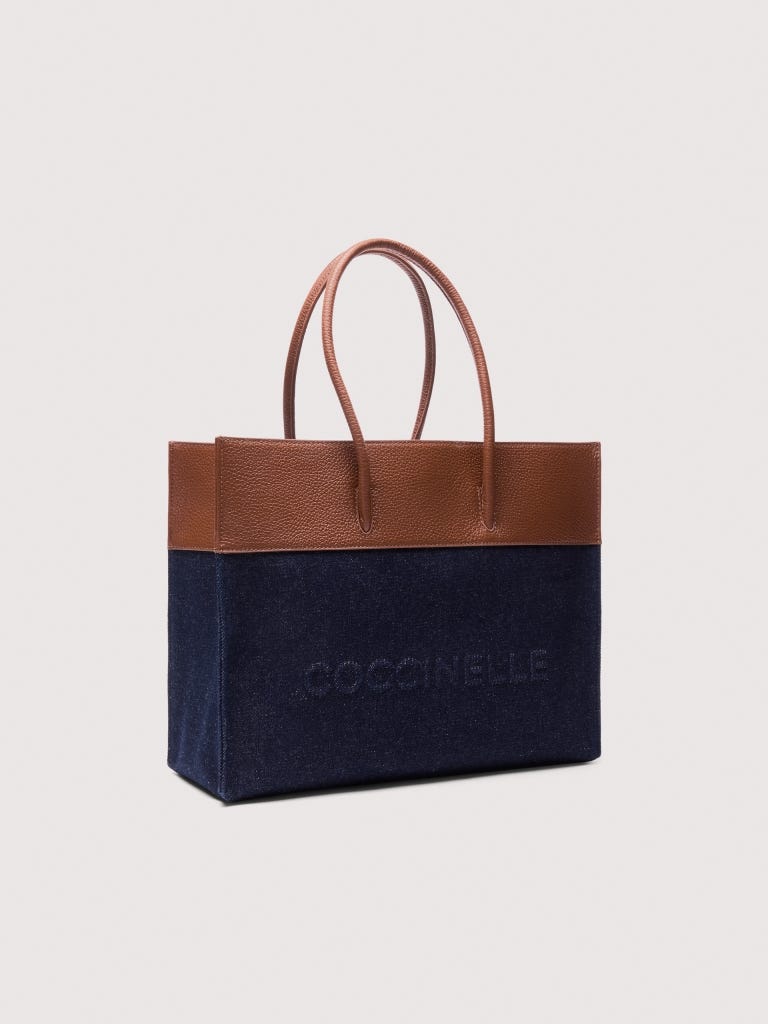 Coccinelle Myrtha Medium - Blue Denim / Cognac