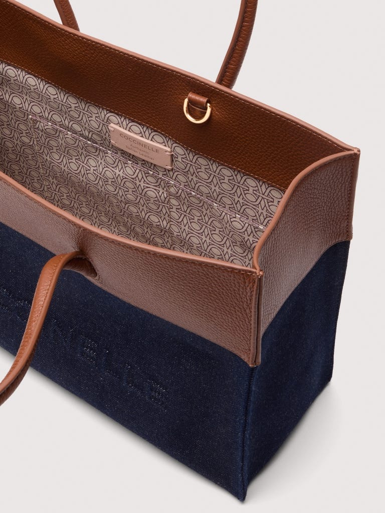 Coccinelle Myrtha Medium - Blue Denim / Cognac