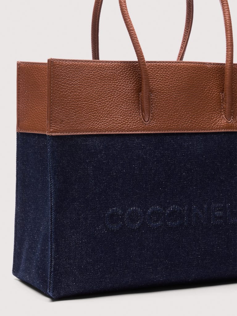 Coccinelle Myrtha Medium - Blue Denim / Cognac