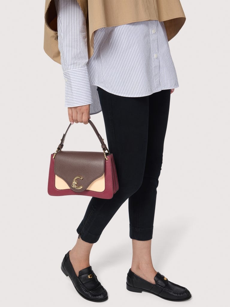 Coccinelle C-me Small - Snow / Cognac / Noir