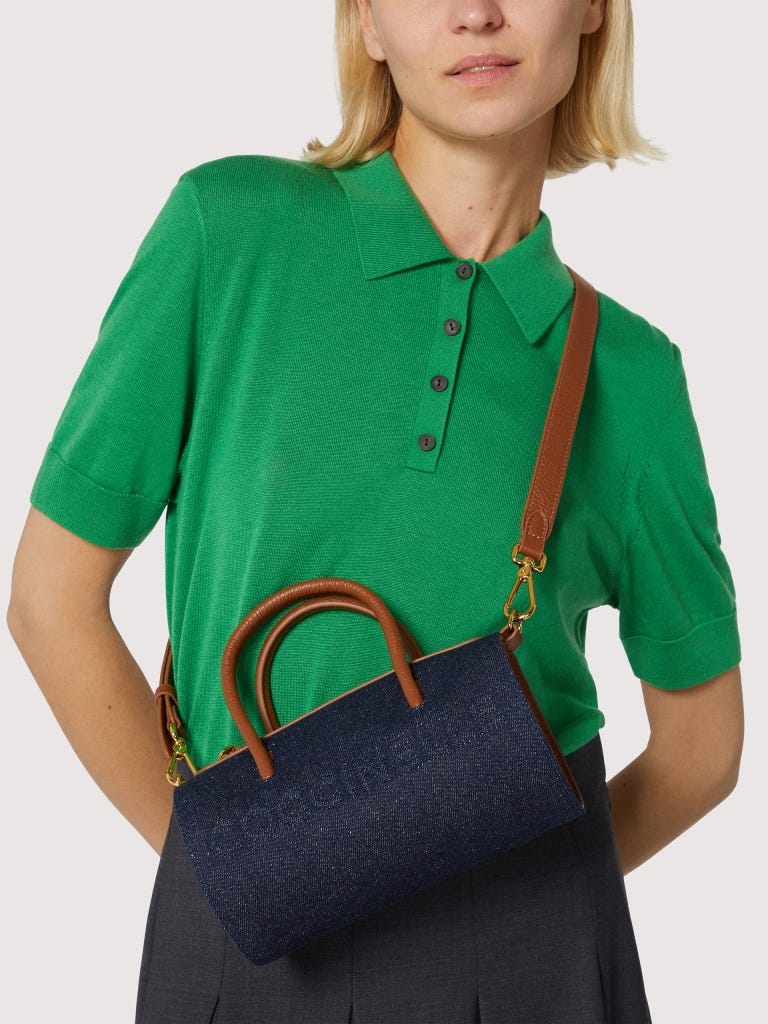 Coccinelle Myrtha Small - Blue Denim / Cognac