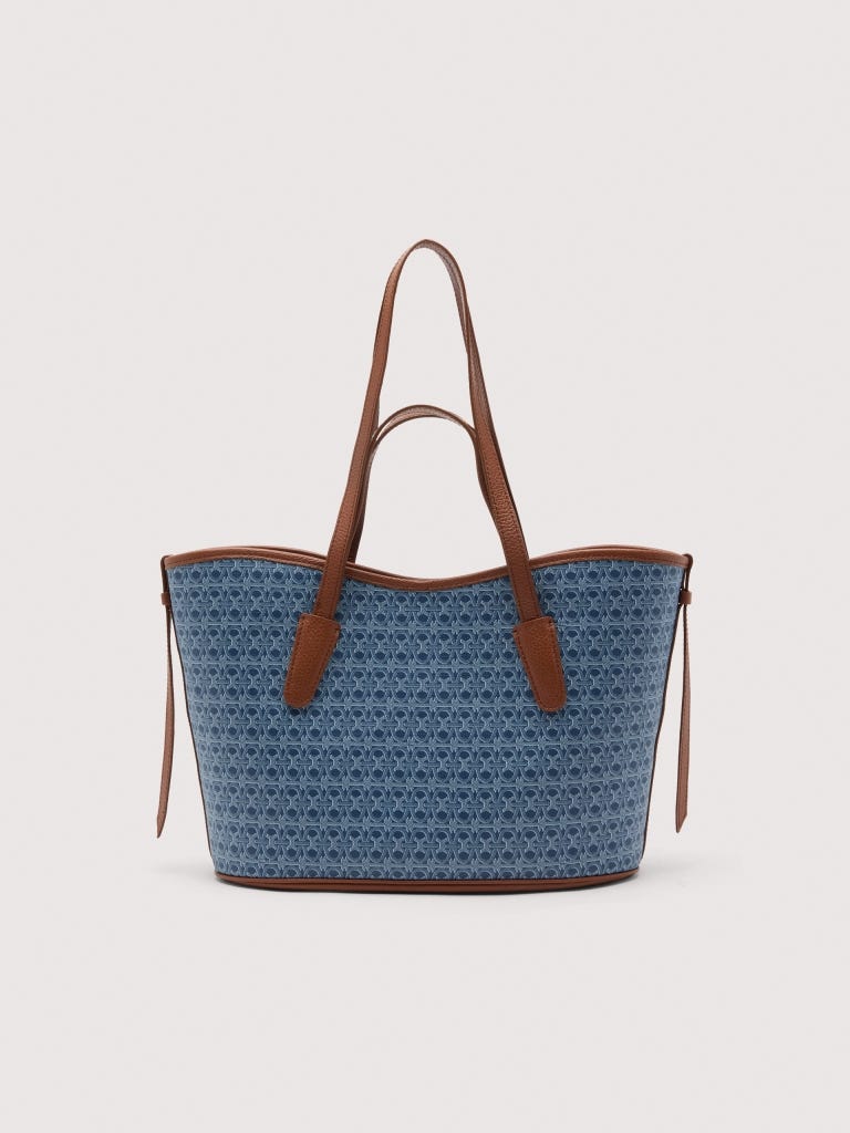 Coccinelle Never Without Bag Medium - Blue Denim / Cognac