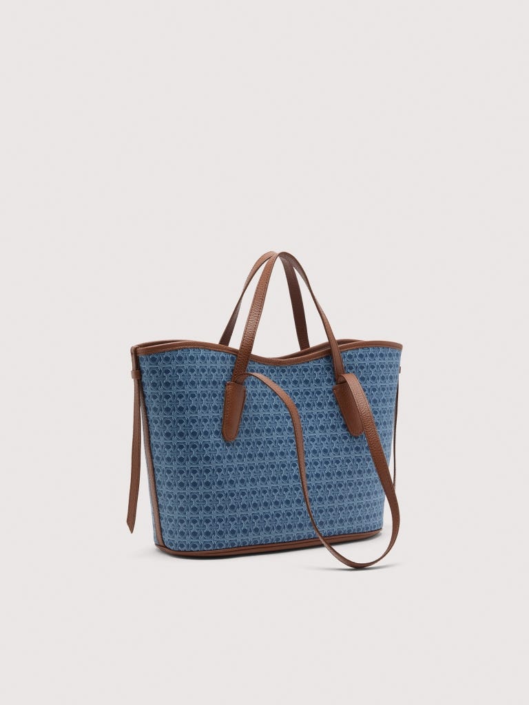 Coccinelle Never Without Bag Medium - Blue Denim / Cognac