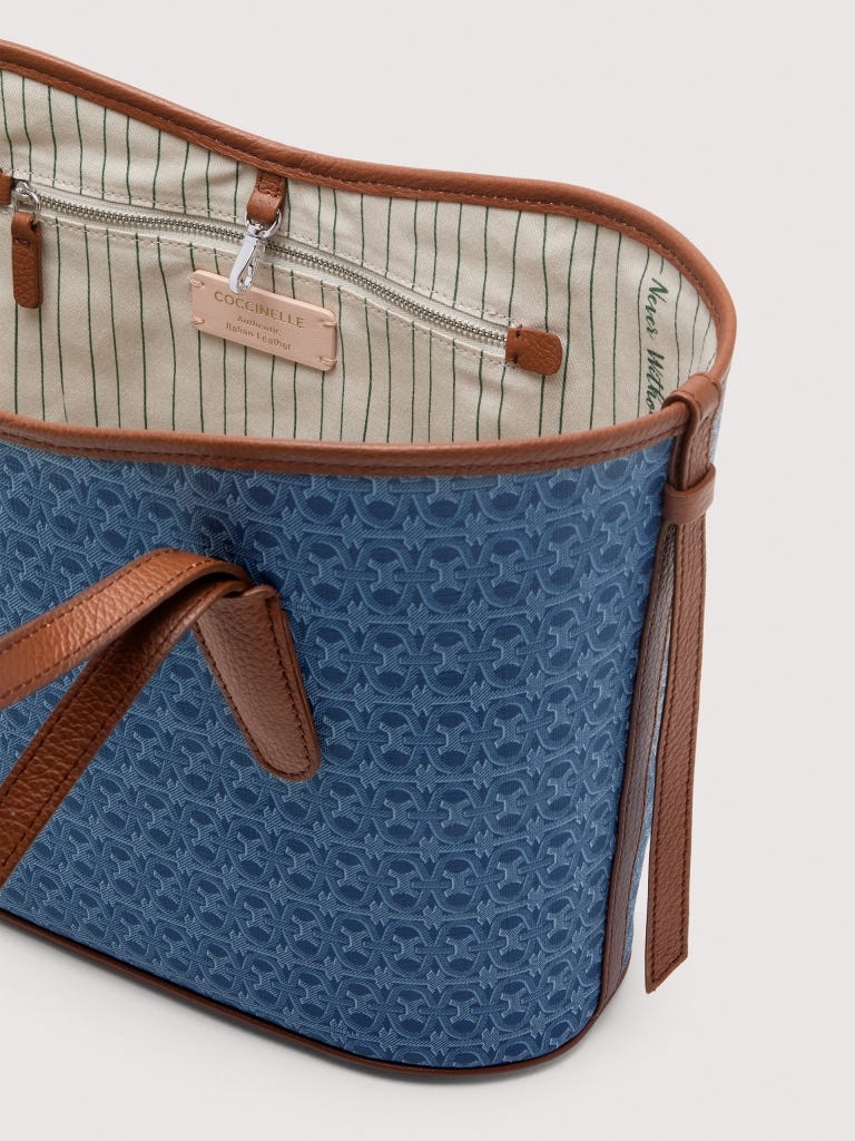 Coccinelle Never Without Bag Medium - Blue Denim / Cognac